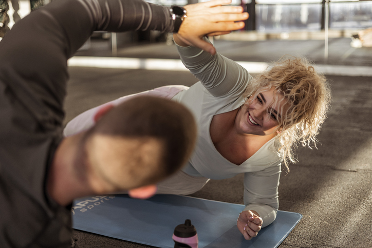 Couple working out together