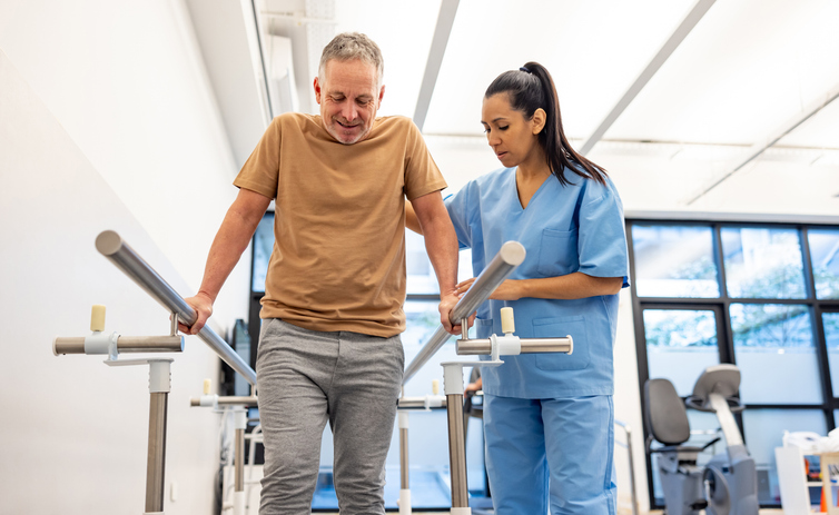 Man doing physical therapy exercises