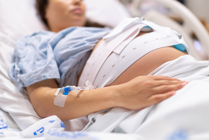 Pregnant woman with IV drip