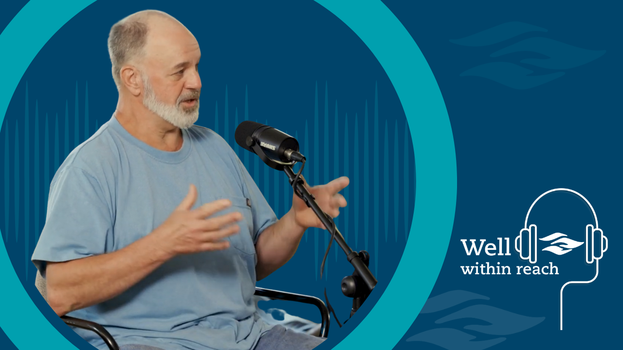 Steve, a Riverside cardiac rehab patient, speaks during a podcast interview sharing his heart attack recovery story.