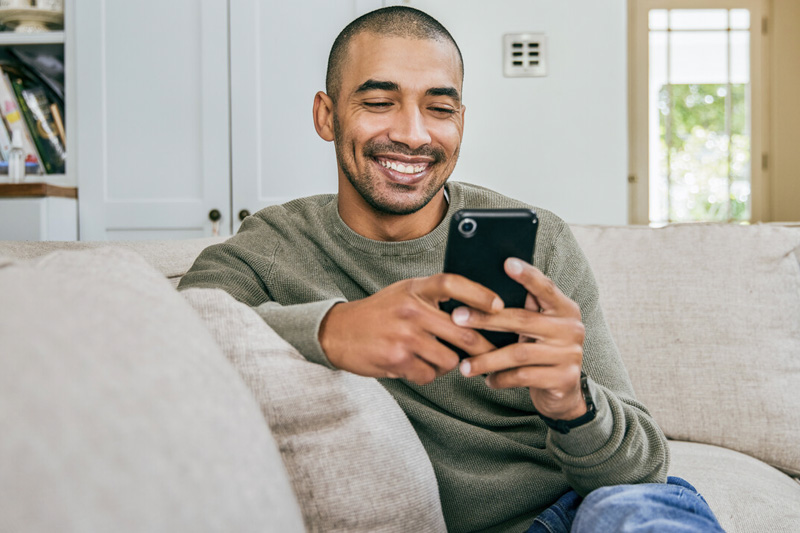 man on phone at home