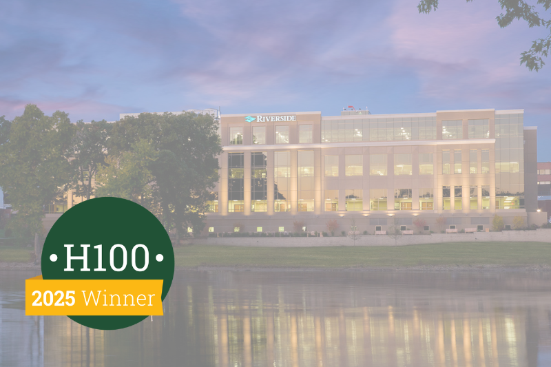 Riverside Medical Center with the Healthiest Employers logo overlayed