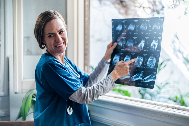 Provider analyzes a patient x-ray image