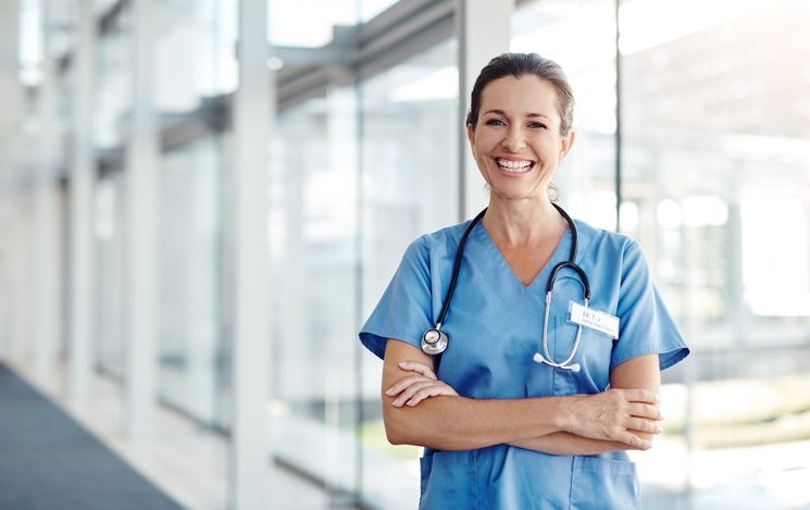 Nurse smiles at hospital