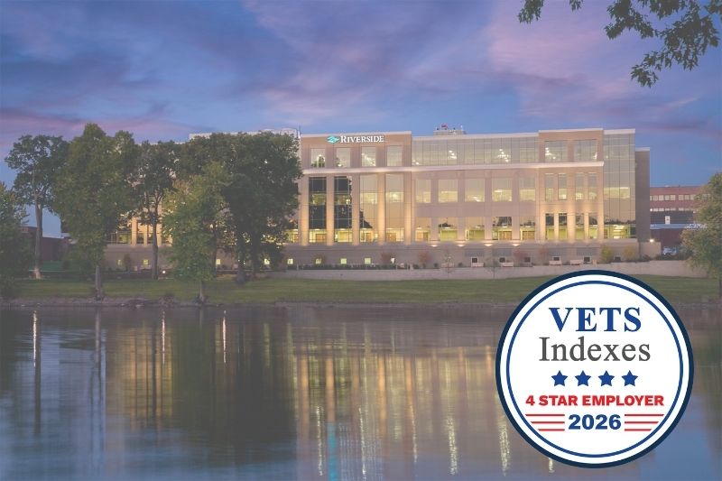 The VETS Indexes 4 Star Employer logo is placed over an image of Riverside Medical Center