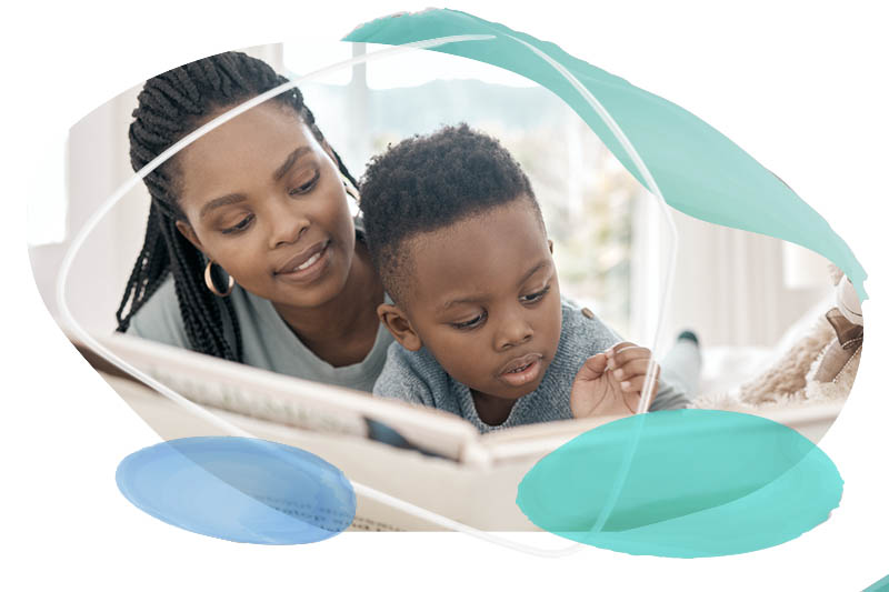 Mom reading for toddler