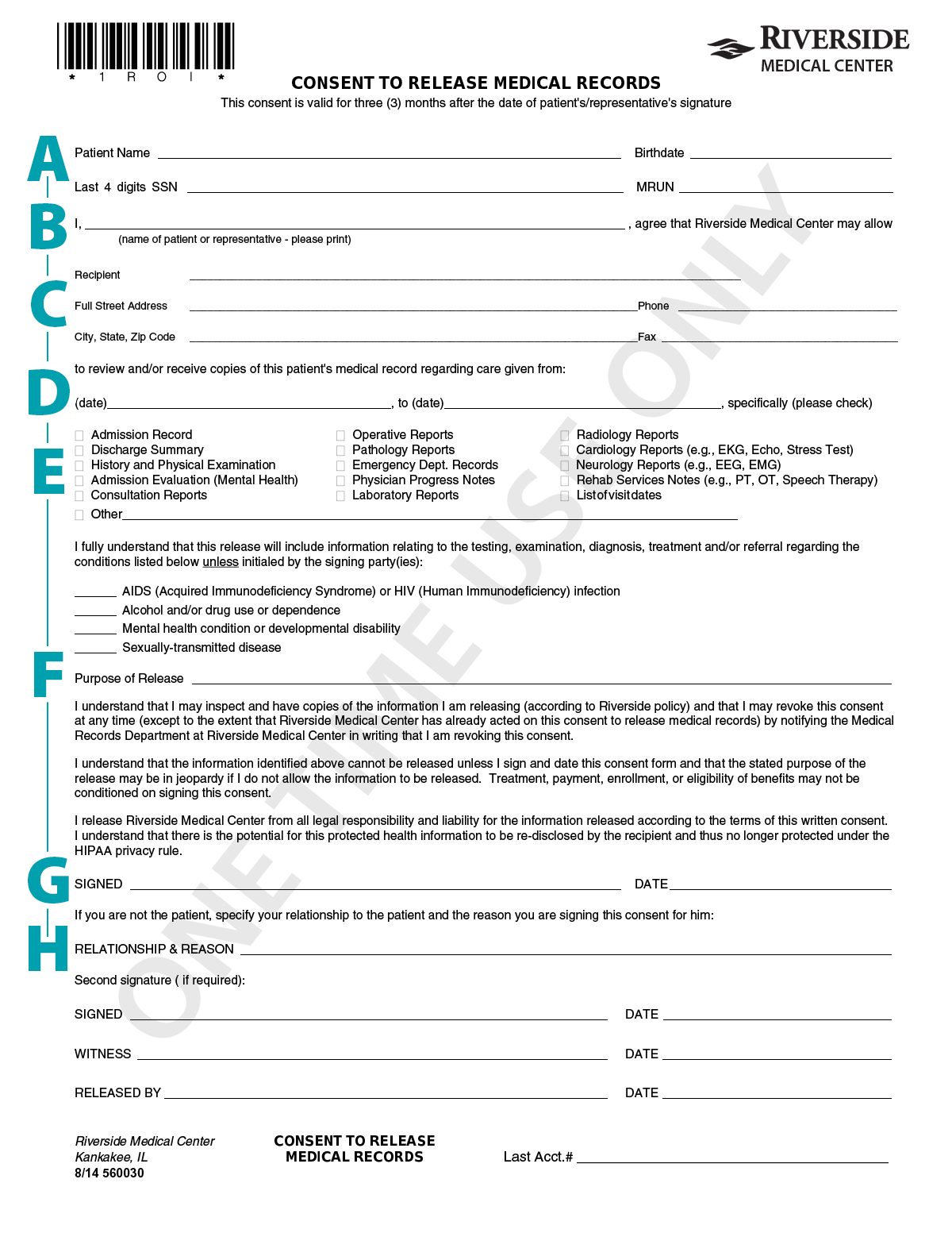 Example Medical Record Release Form
