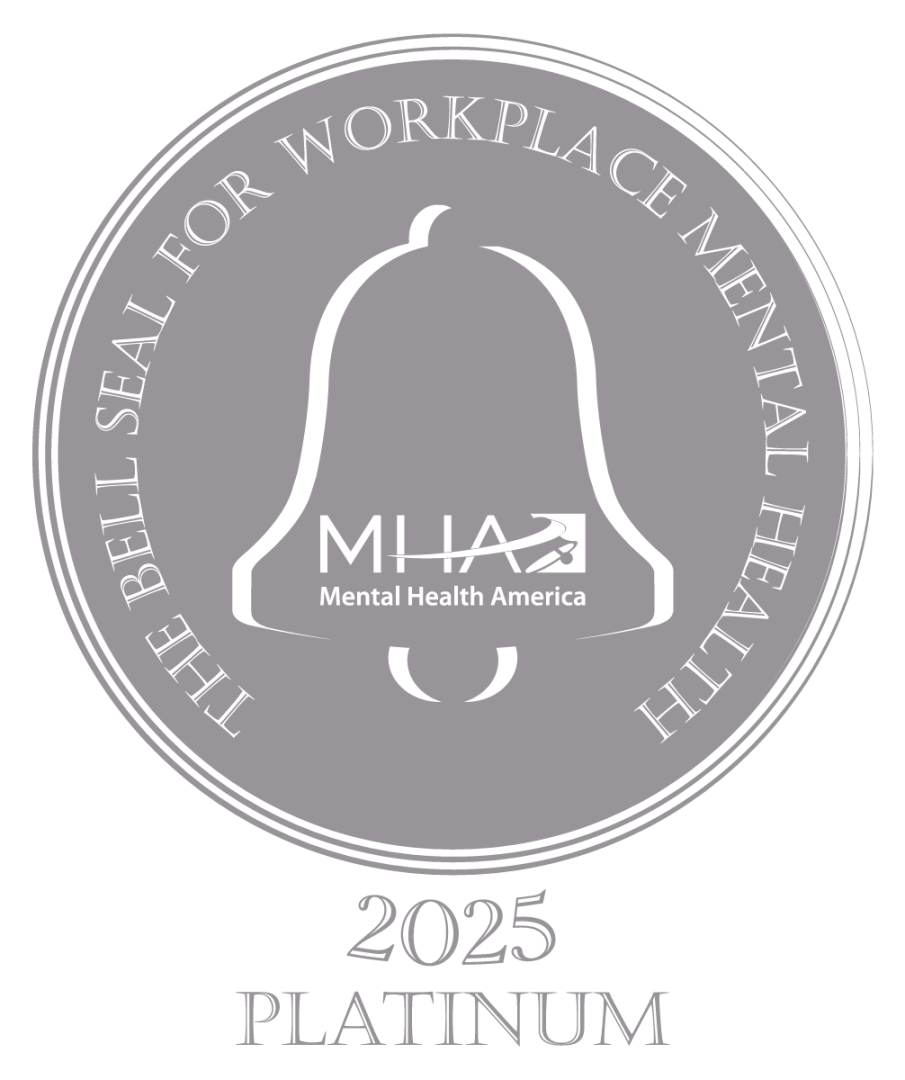 2025 Platinum Bell Seal for Workplace Mental Health by Mental Health America 
